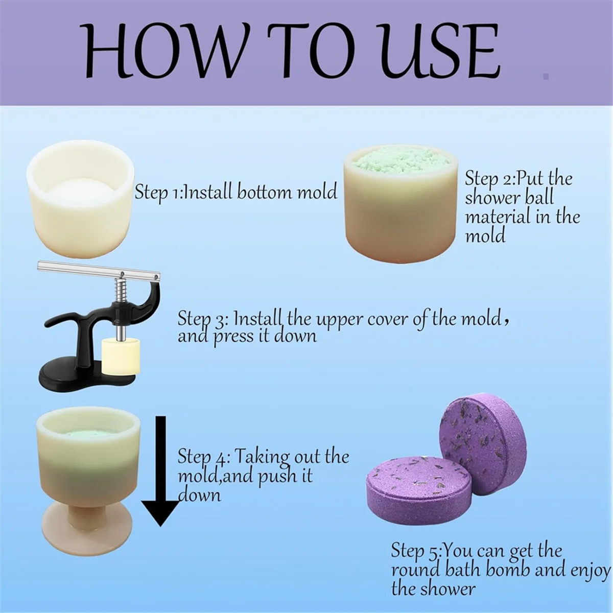 A32P_バスボム金型キット、金型セット付きシャワースチーマープレス、シャワーボムツール金型&バスボムプレス、DIY作成用