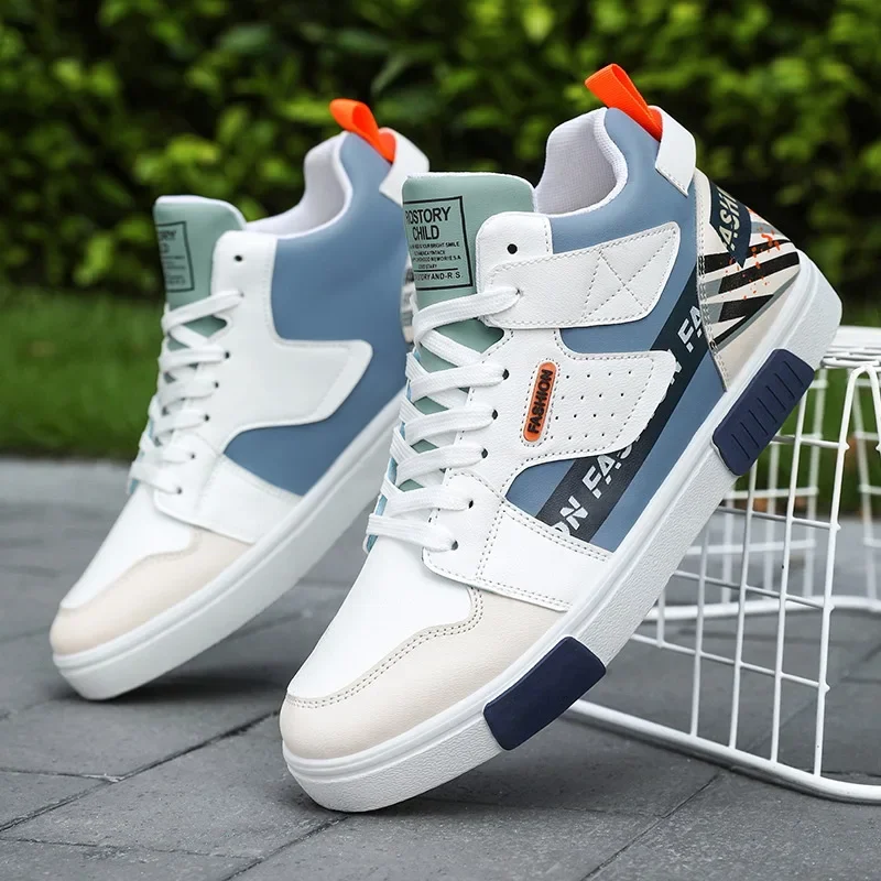 2026 Men's Skateboarding Shoes 46 High Top Casual Sneakers Breathable Street Shoes Black Flats Shoes Walking Shoes Chaussure Ho