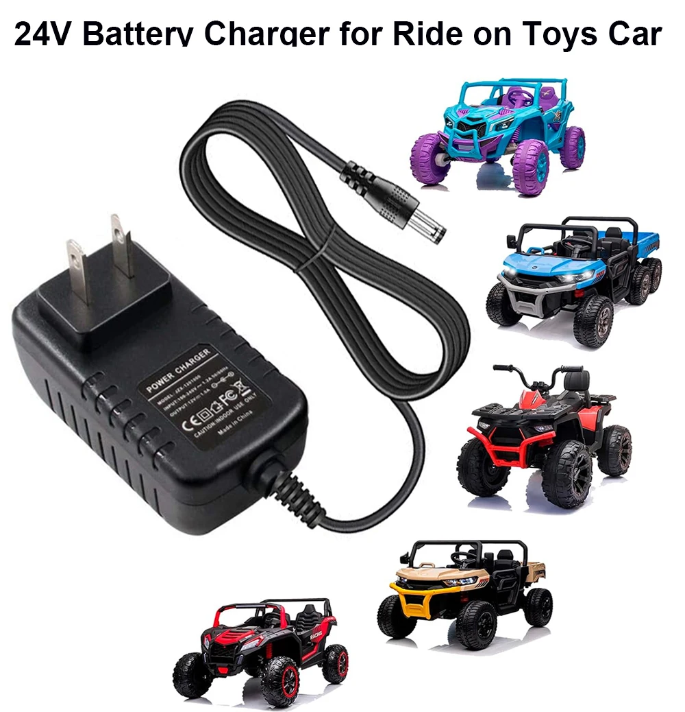 24V Charger for Kids Ride on Toys Car 24 Volt 1000mA Battery SUV Kid UTV Jeep 4x4 Go-Kart ATV Tractor Truck Big Electric Adapter