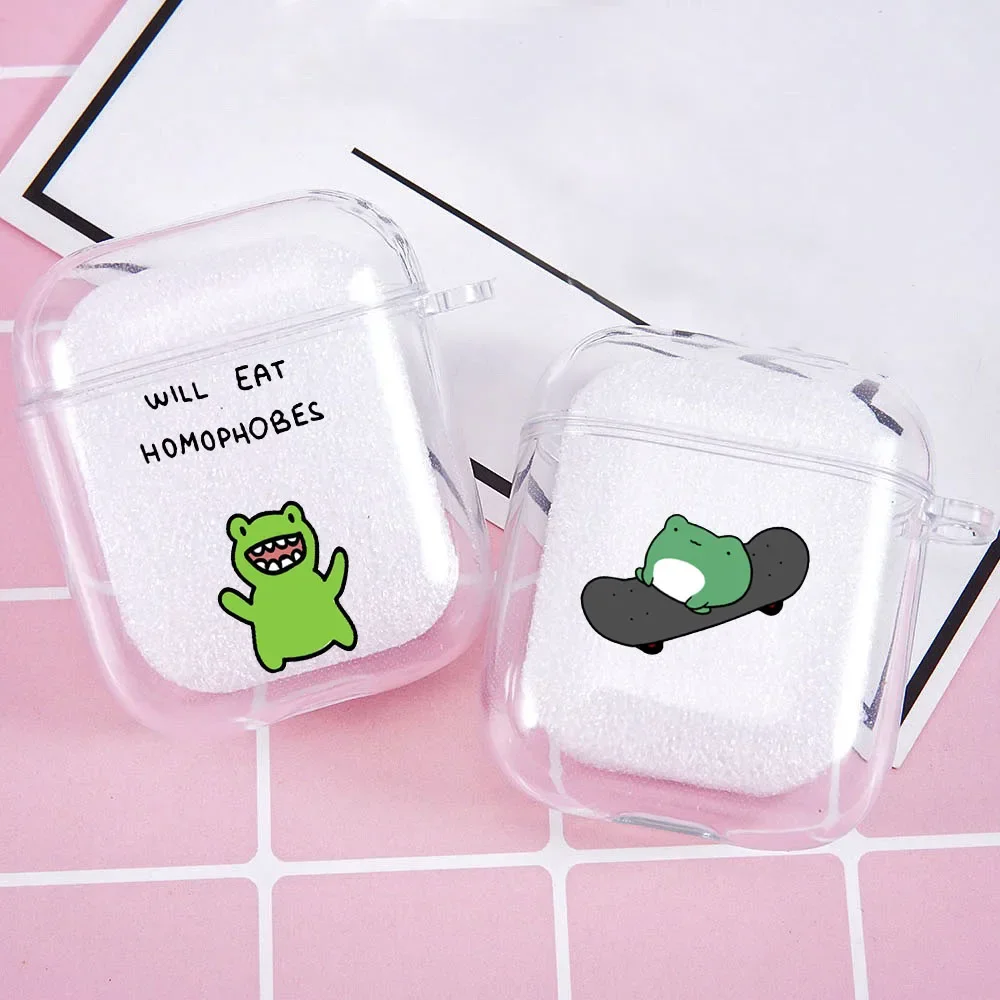 Funny Frog Animal Earphone Case for Airpods 4th 2 1 3rd Pro Wireless Bluetooth Headphone Coque Soft TPU Clear Cover Capa