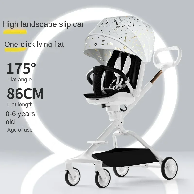 

Baby Stroller High Landscape Newborn Travel Stroller Lightweight Folding Two-way Swivel Seat Can Sit and Lie Down Stroller