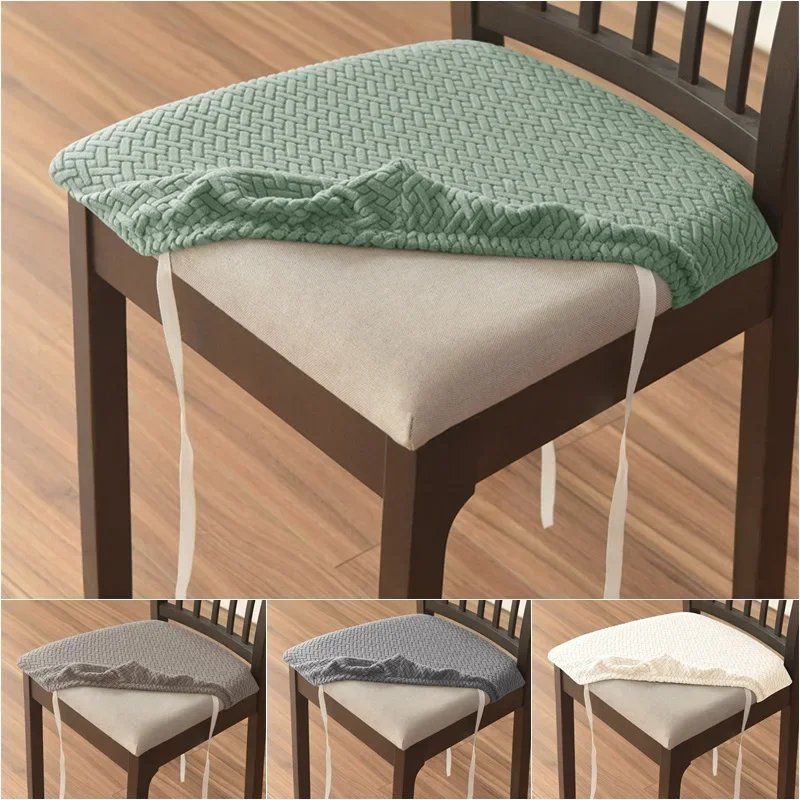 Durable Stretch Jacquard Dining Room Chair Seat Covers Removable Washable Elastic Upholstered Dining Chair Cushion Slipcover