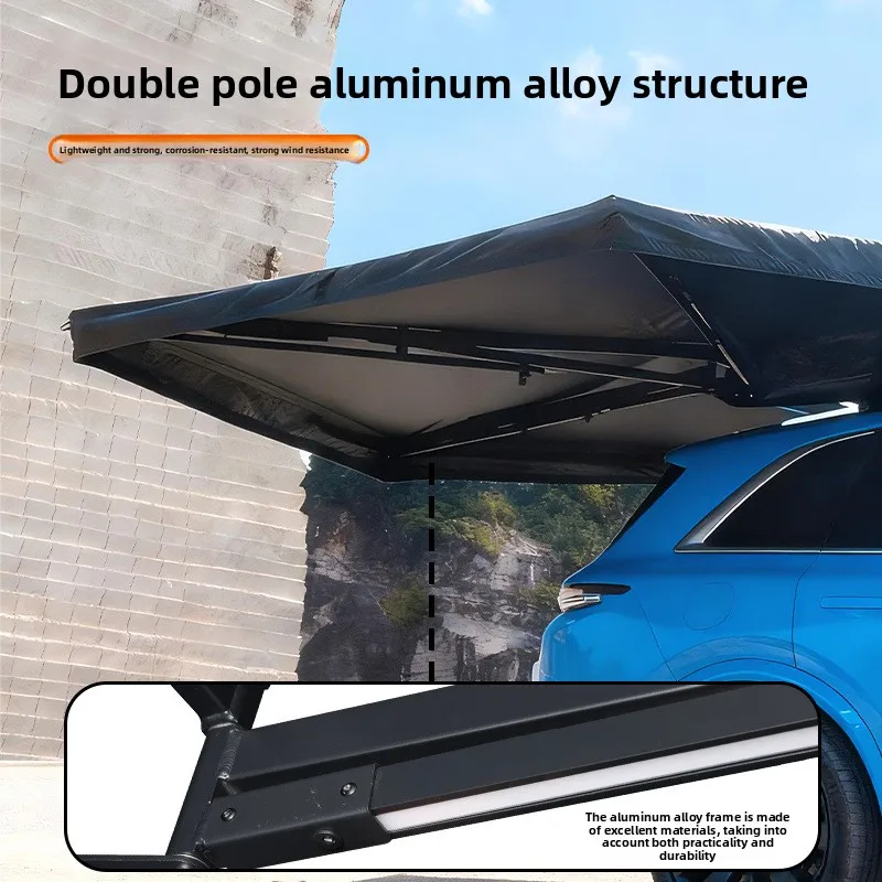 Double pole 270-degree quick-opening fan-shaped tent, all-aluminum fan-shaped tent, outdoor self-driving tour car-side