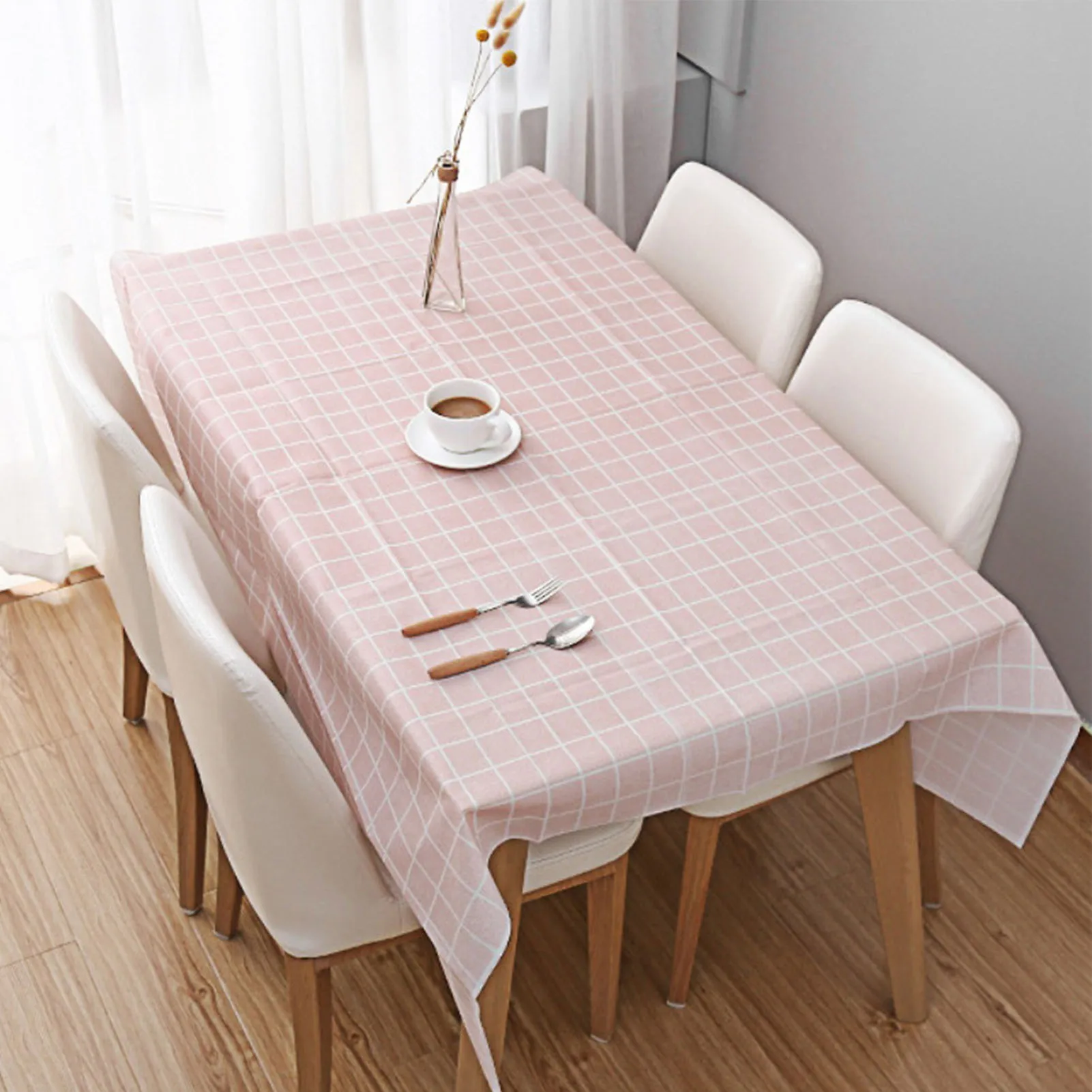 

Stylish Plaid Tablecloth Waterproof Oilproof PVC Rectangle Table Cover For Coffee Tables Dining Tables