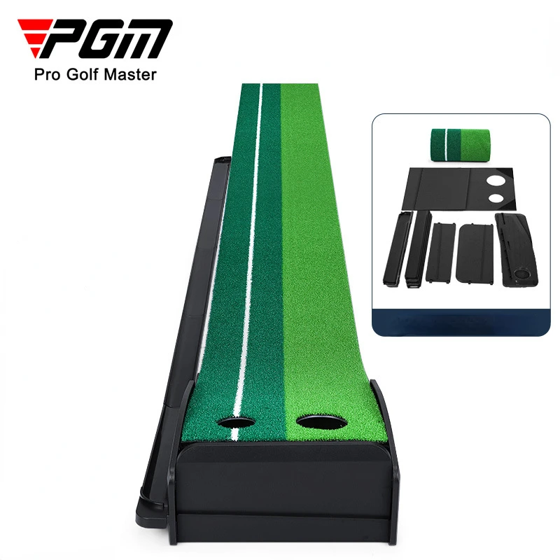 PGM Golf Removable Putting Exerciser Portable Golf Practice Mat Office Home Mini Green Outdoor and Indoor Training Set TL035