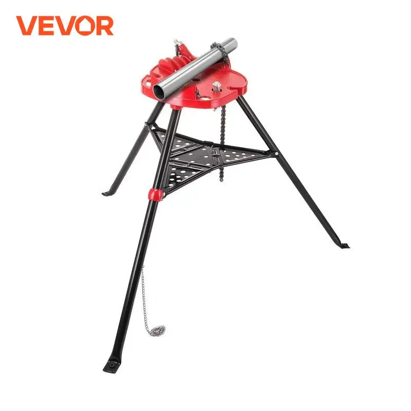 VEVOR Tripod Pipe Chain Vise 6in Capacity Foldable Steel Legs Rubber Mounts Bib Tri-Stand Bench Vice for Cuttingt Copper Pipes