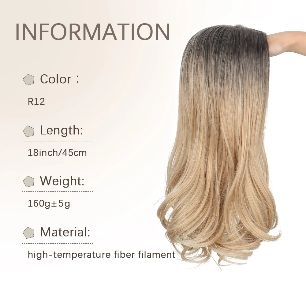 Synthetic Long Wavy Hair Topper Middle Part Top Hairpiece Women Comfortable Hair Extension Cover Sparse Hair Increase Volume
