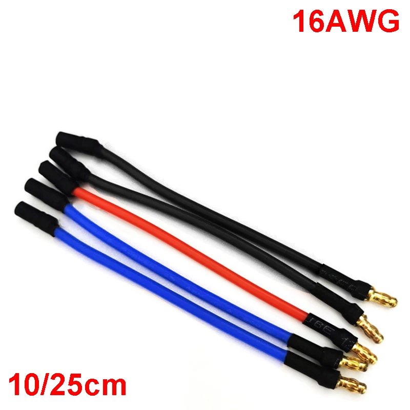 

10pcs 3.5mm Banana Connector 16AWG Silicone Extension Wire 10cm 25cm for RC Drone Motor ESC DIY Parts Blue/Red/Black