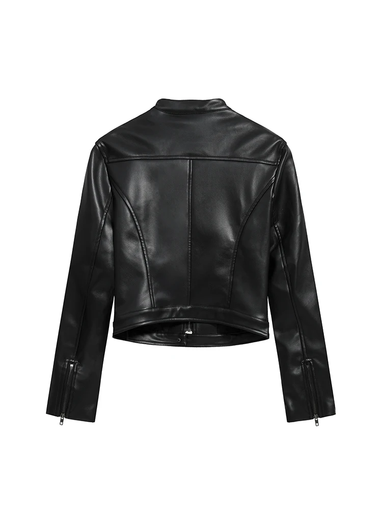 Faux Leather Jacket Coat Autumn Winter Zipper Short Coat Women 2025 New Long Sleeve Motorcycle Leather Jacket