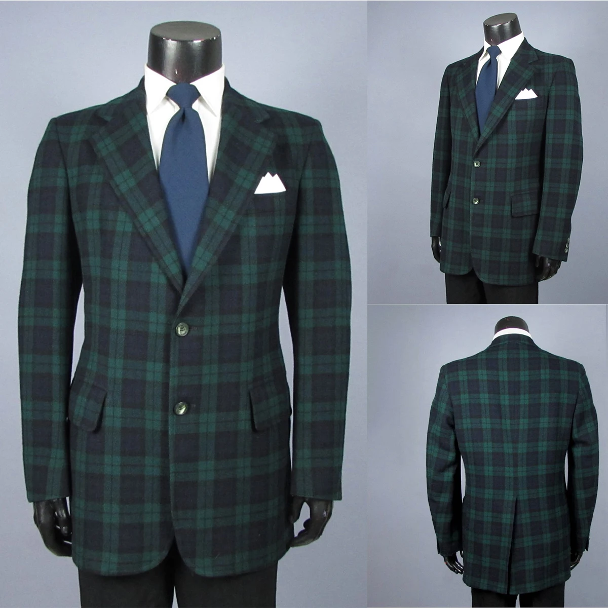 Plaid Men's Suits For Wedding Notch Lapel Tuxedos Slim Fit Groom Wear Business Office 2 Pieces Jacket Pants Custom Made