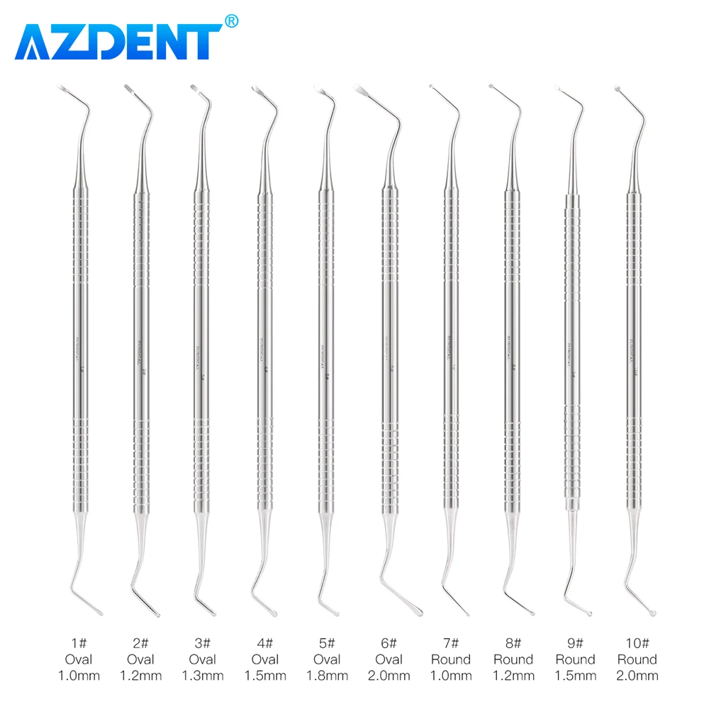 AZDENT Dental Spoon Excavators Double Ended Endo Restorative Instruments Stainless Steel Tooth Cavity Carious Decay Tool