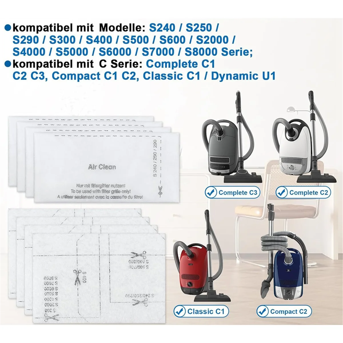 فلتر مكنسة كهربائية A02V لـ Miele، 10 قطع فلتر حماية المحرك ومجموعة فلاتر المكنسة الكهربائية 10 قطع