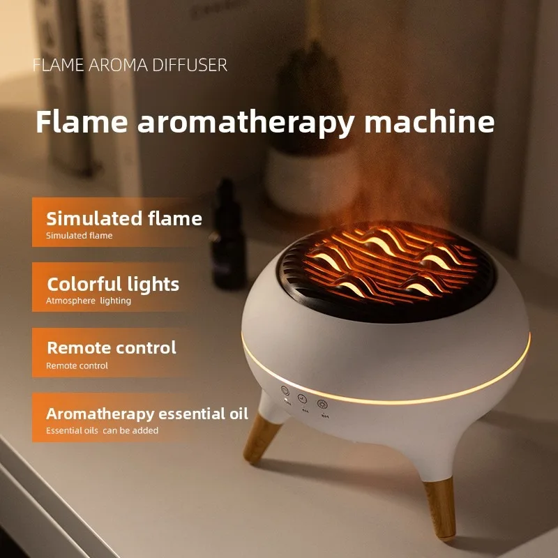 Best-selling creative simulation flame aromatherapy machine, home colorful atmosphere silent fog volume desktop humidifier