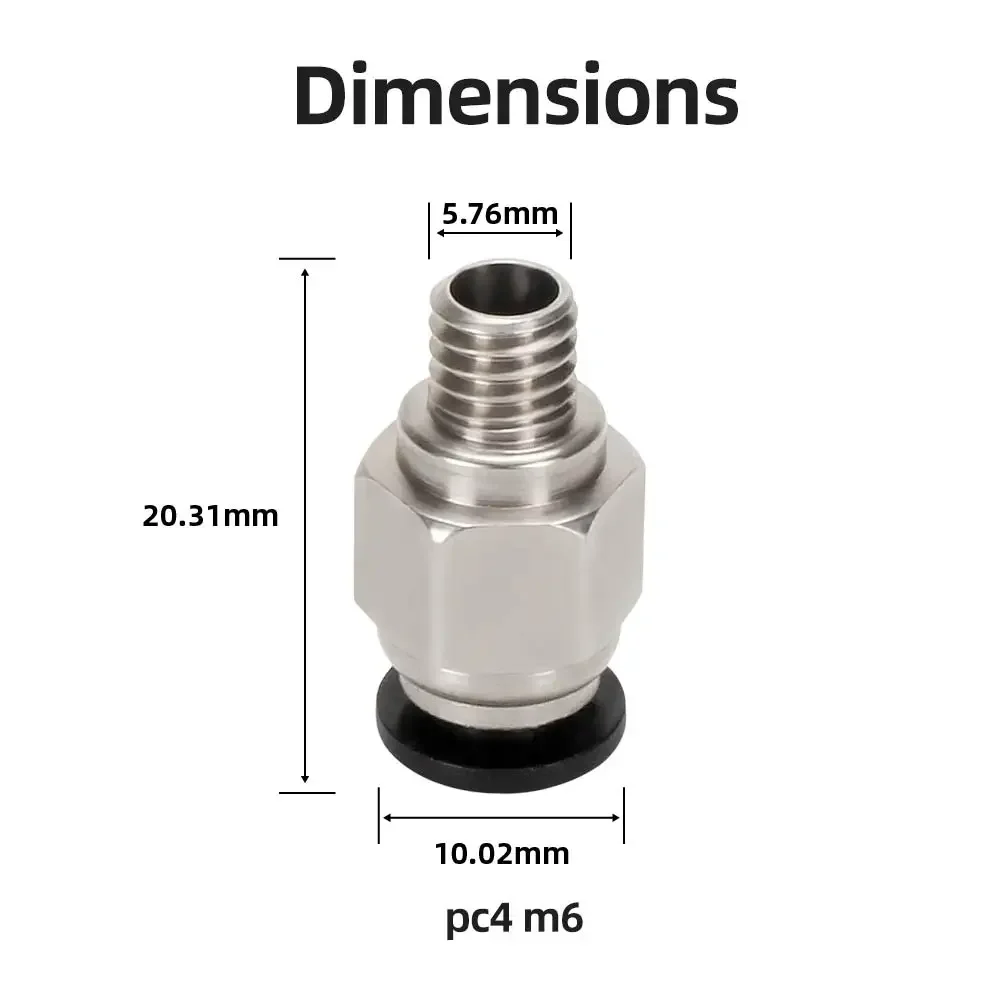 1-10pcs 3d Printer Accessories PC4-M6 Male Straight Pneumatic PTFE Tube Push in Quick Fitting Connector