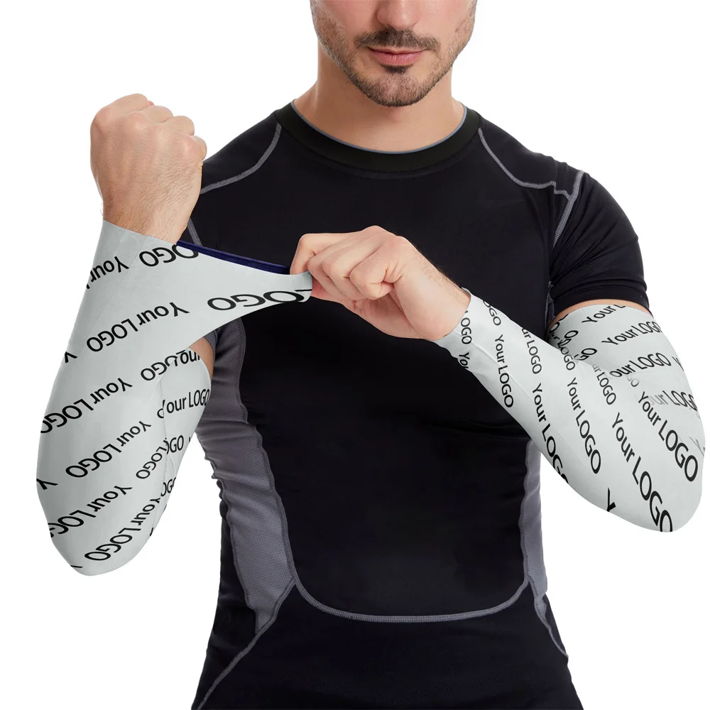Personalizado anti queimaduras solares braço mangas sem costura impressão colorida mais quente luvas esportivas dos homens proteção uv capa de mão
