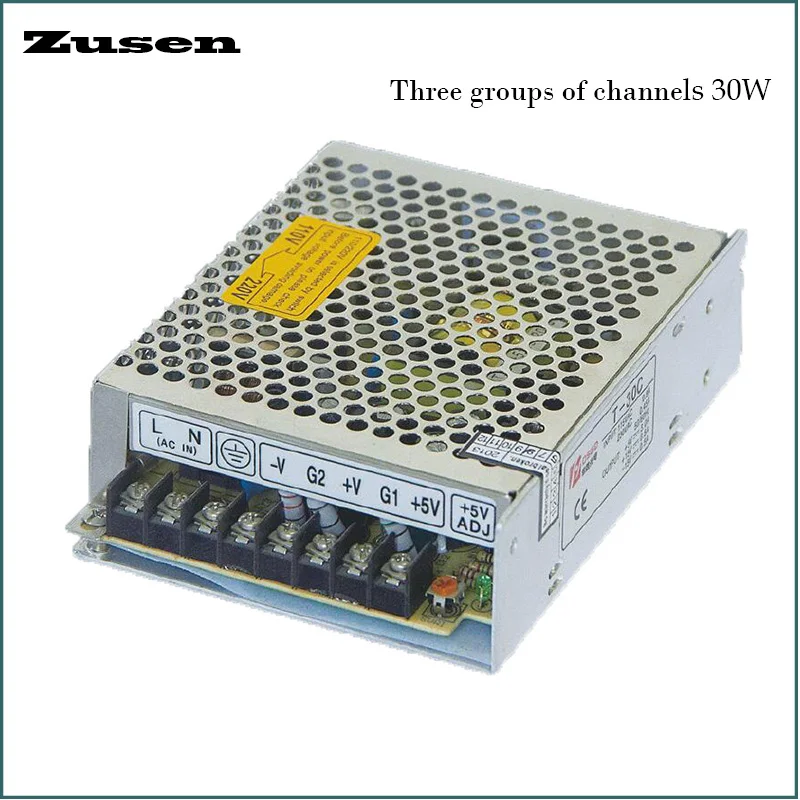 Zusen T-30 30W Ttriple Channels Switching Power Supply 110V/220VAC to ABCD Kinds of Combined DC Voltage