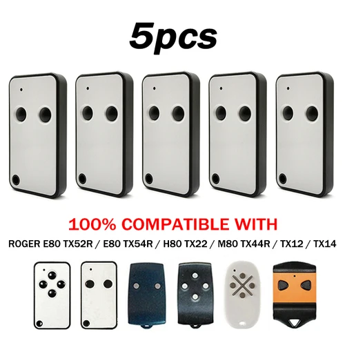 Clon para control remoto de puerta de garaje ROGER E80 TX52R TX54R E80/TX52R/2 E80/TX52R/4 H80 TX22 M80 TX44R TX12 TX14 (433,92 MHz)