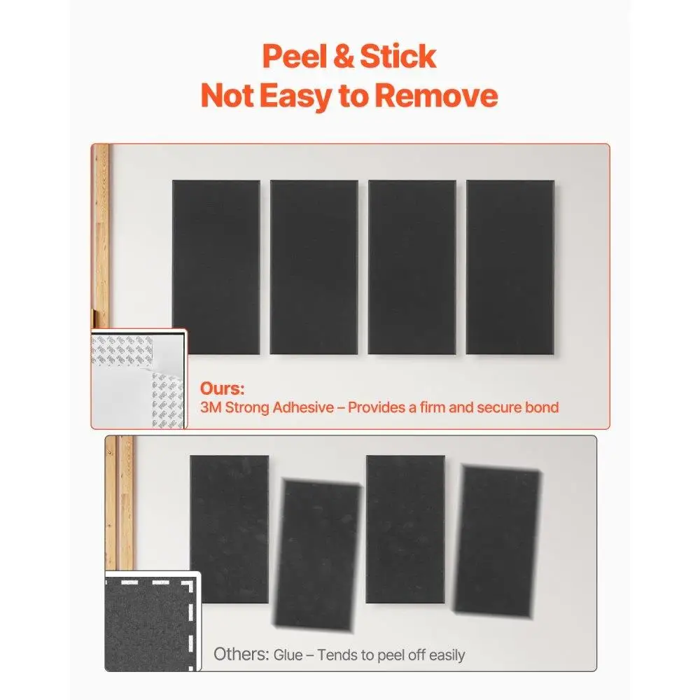 Acoustic Wall Panels 4 Pack 2 Inch Thick Self Adhesive Soundproof Foam Black 23.6x11.8 Inch