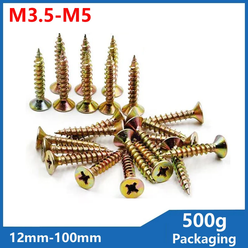 

500G M3.5M4M5 High hardness Zinc Cross Recessed Countersunk Fiberboard Chipboard Screws Coated Flat Head Self Tapping Wood Screw