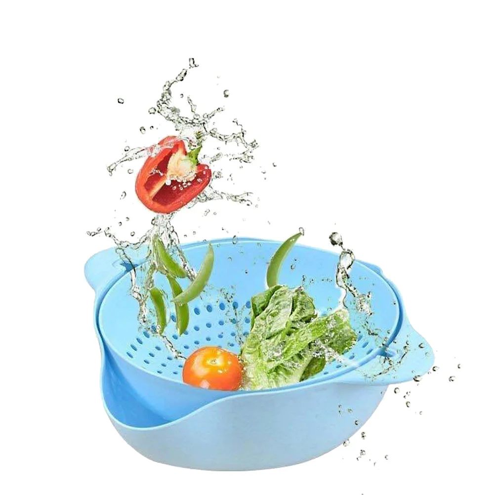 

1Pcs Double-Layer Colander Plastic Drain Basket Kitchen Strainer Fruit Vegetable Washing Bowl Multi-Function Storage Basin