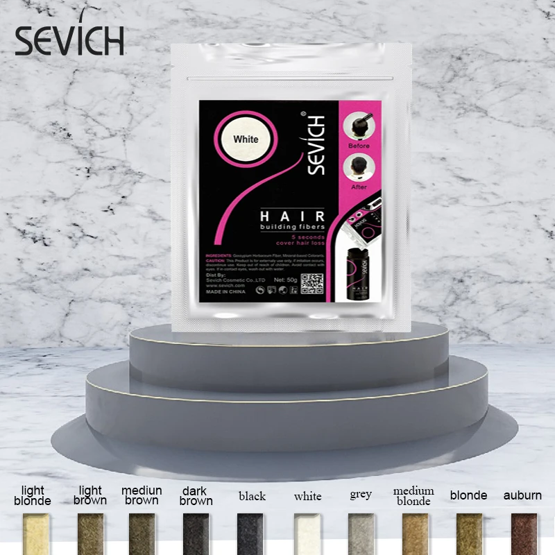 Sevich 50g Instant Hair Growth Fiber Refill 10 Colors Keratin Hair Building Fiber Powder Fiber Hold Spray Powder Hair Treatment