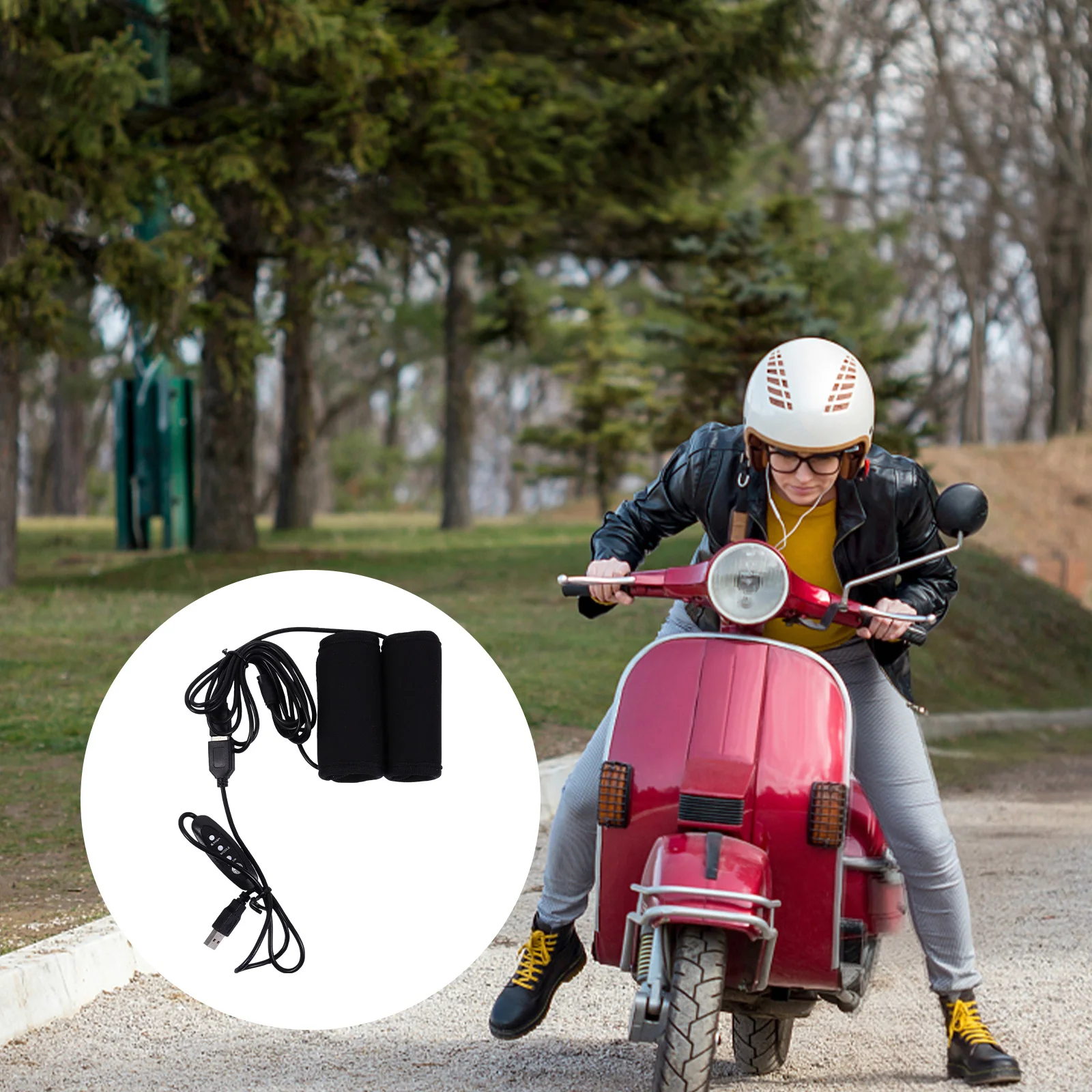 

Motorcycle Heated Grip USB Wired Ultra-Thin Heating Plate Constant Temperature Design Handlebar Hand Warmer Pad for Winter