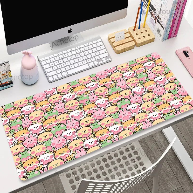 Mouse Pad Cute Bear And Cat Aesthetic Big xxl Large Kawaii Frog Mouse pads Anime Computer Desk Mat Gamer Office Mousepad 900x400