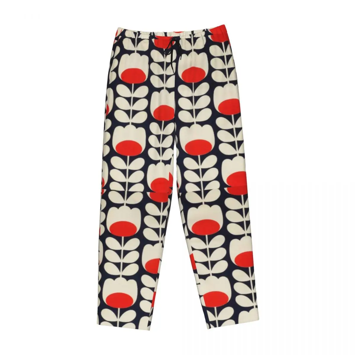 

Изготовленные на заказ Orla Kiely, цветы с несколькими стержнями, красные, белые женские пижамные штаны, одежда для сна для отдыха, низ с карманами