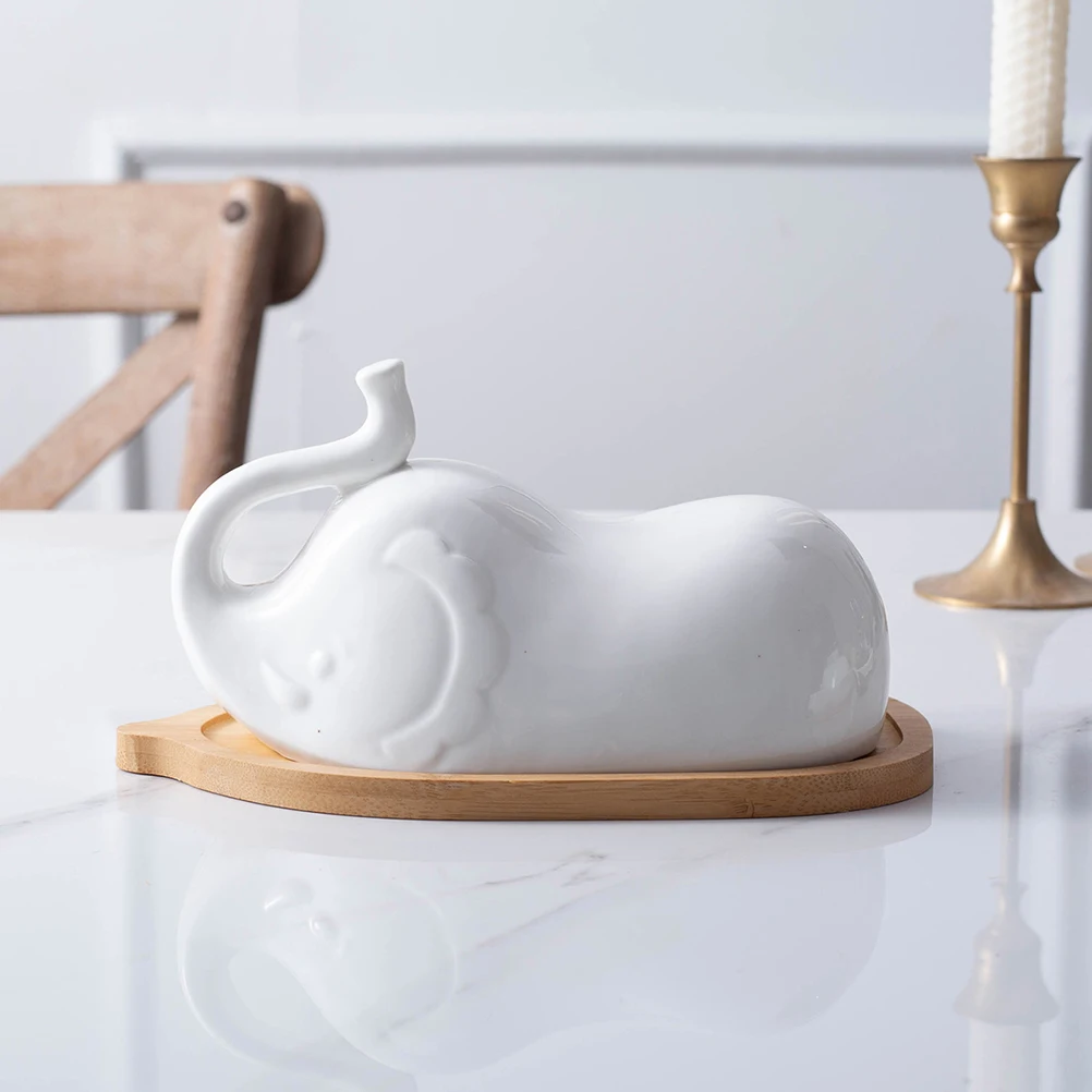 

Ceramic Butter Dish Plate Hotel Household Tableware Lid Bamboo Elegant Suitable Meals Pasta Steak Pizza Salad Bread