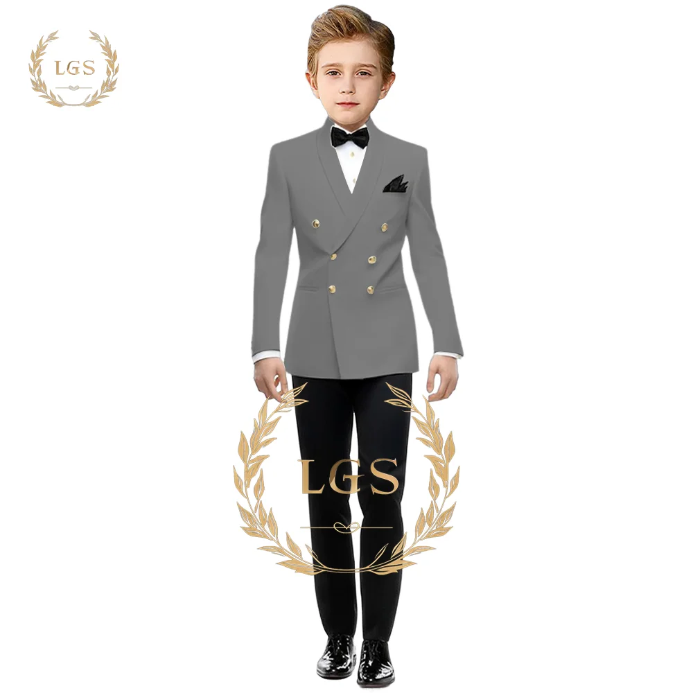 Boys double-breasted wedding suit 2-piece suit (jacket and trousers set) 3~16 years old children\'s formal custom suit