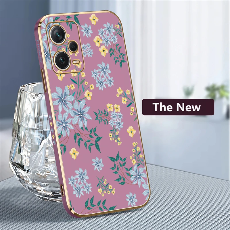 Note 12 13 Pro Plus Flower Luxury Plating Phone Case For Xiaomi Redmi NOTE 12S 9T 9S 8 11S 10S 10 Pro Max Soft Cover