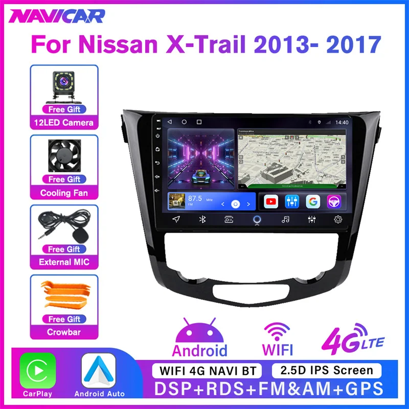 

NAVICAR 2DIN Android 10.0 Car Radio For Nissan X-Trail Xtrail X Trail 3 T32 2013-2017 Qashqai 2 J11 Car Radio Player Navigation