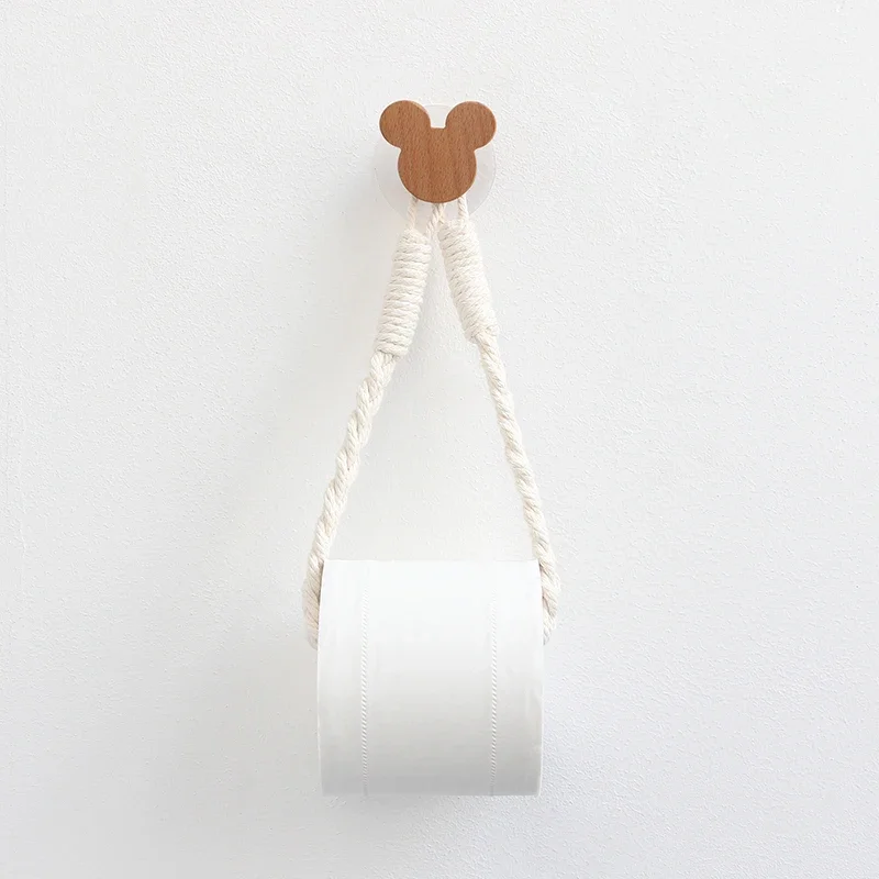 Vintage Towel Hanger Rope Bathroom accessories Home Hotel Decoration Supplies Mickey,moon,star Wooden Hook Toilet paper holder