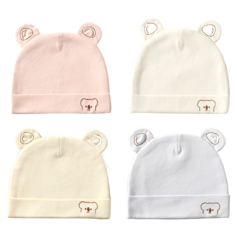 

Newborn Hospital Hat with Bear Ears Design Double Layered Cotton Newborn Beanie