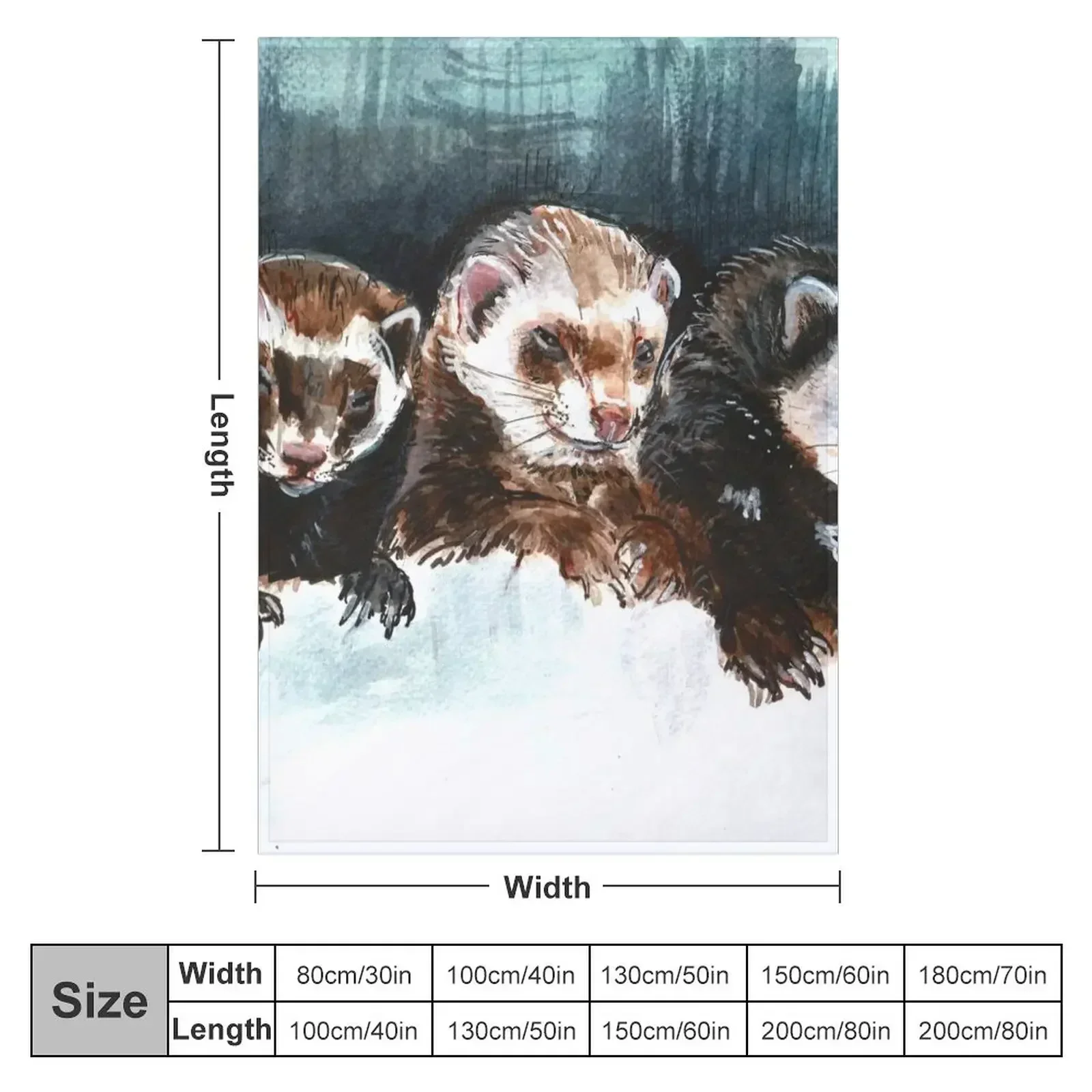 Three Sleepy Ferrets Throw Blanket Custom Soft Big funny gift Blankets