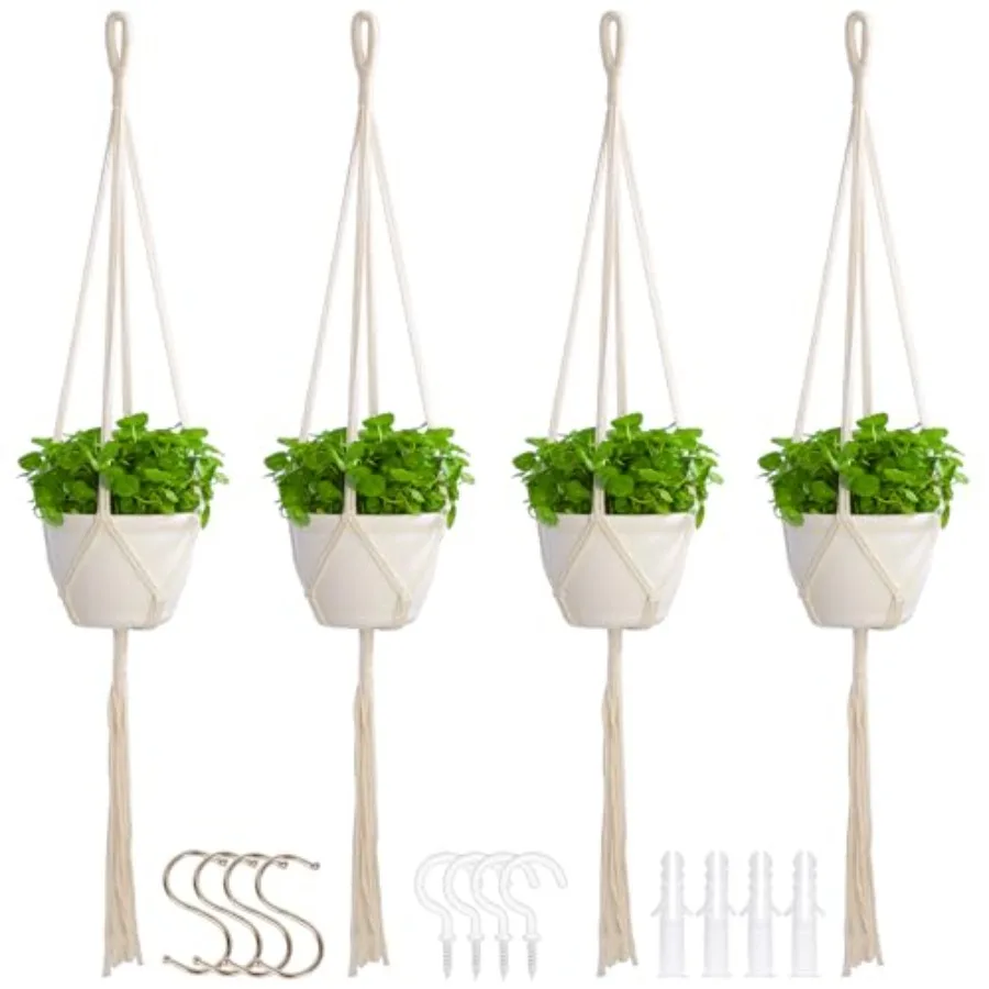 

Macrame Plant Hangers Indoor Macrame4 Pack Hanging Planter Holder for Window Ceiling Crochet Handmade Boho Home Dr Set for Hang