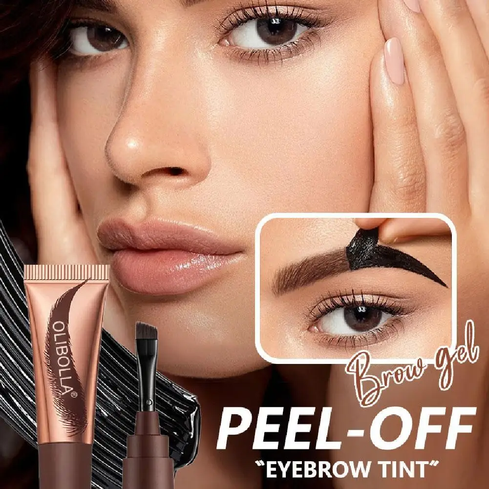 กันน้ํา Peel-off Eyebrow Enhancers แต่งหน้าสีดําธรรมชาติง่ายสีน้ําตาลเจล Lasting Brow สวมใส่ Tint Brow Eyebrow Dye Tattoo Y3G6