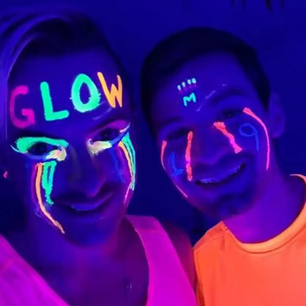6 szt. Kredki do makijażu twarzy 5G, świecące w ciemności, fluorescencyjne, na bazie wody, do UV i podświetlenia czarnego, dla dzieci i dorosłych, na imprezy, cosplay i makijaż.