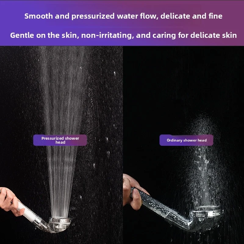 Handheld three-speed pressurized shower head with negative ions, water-saving, detachable and washablePPCotton filter