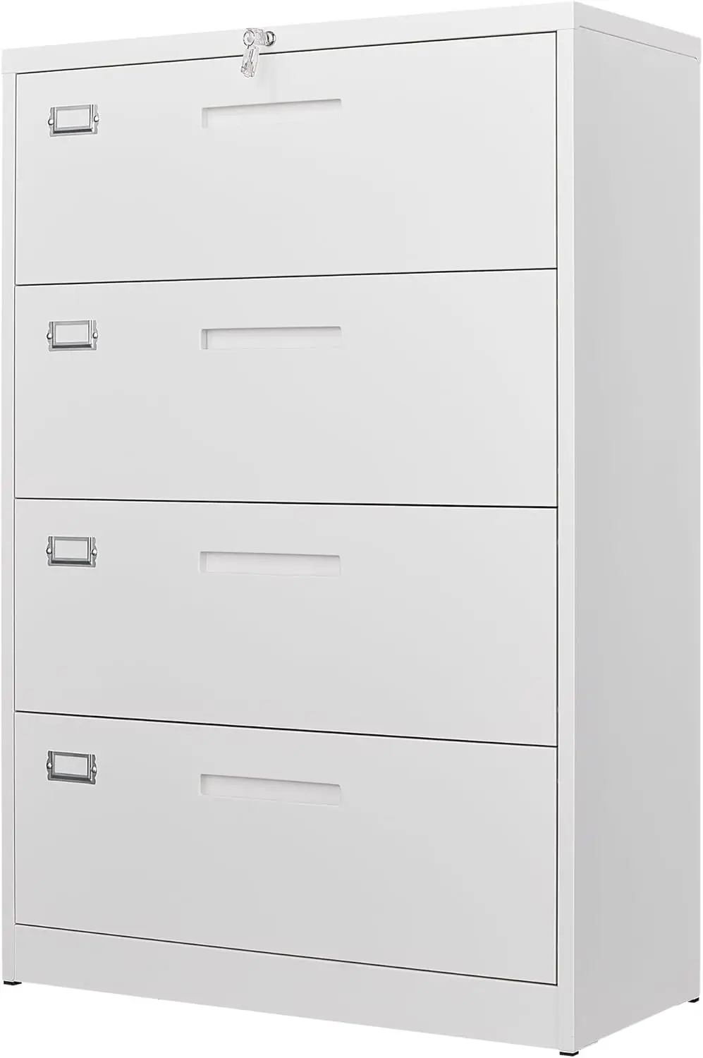 4 drawers lockable filing cabinet, suitable for hanging letters/legal/F4/A4 wide organizational storage in home offices (white)