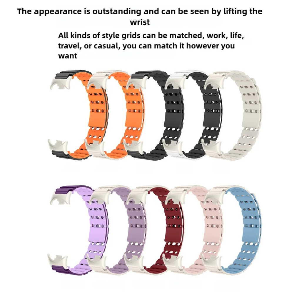 Correa de reloj magnética para Xiaomi Band 8, correa de silicona suave con orificio de aire, liberación rápida, duradera, transpirable, deportiva