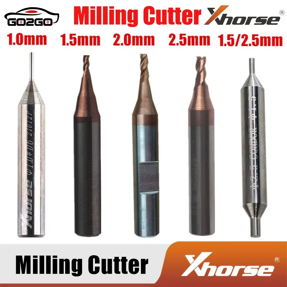 5PCS 1.0mm 1.5mm 2.0mm 2.5mm1.5/2.5mm Milling Cutter for Xhorse CONDOR XC-MINI,Dolphin XP005 XP007 Key Cutting Machine