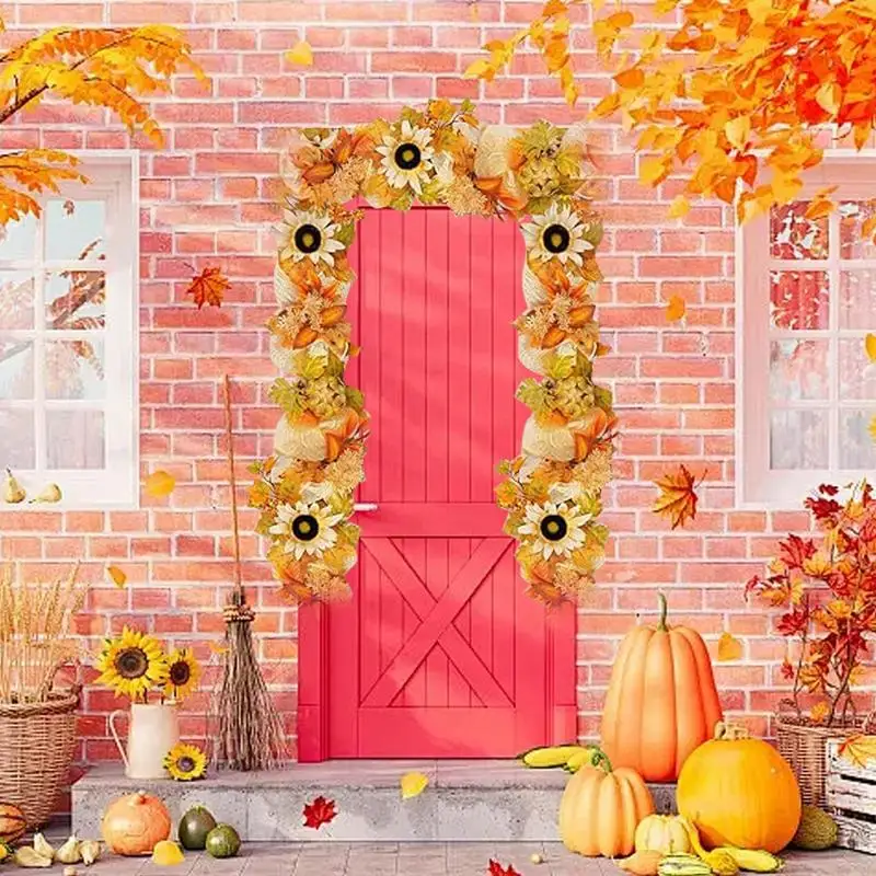 Fall Garland For Mantle Artificial Autumn Foliage Garland Frame Doorway Backdrop Decor For Home Wedding Party Berries Sunflower