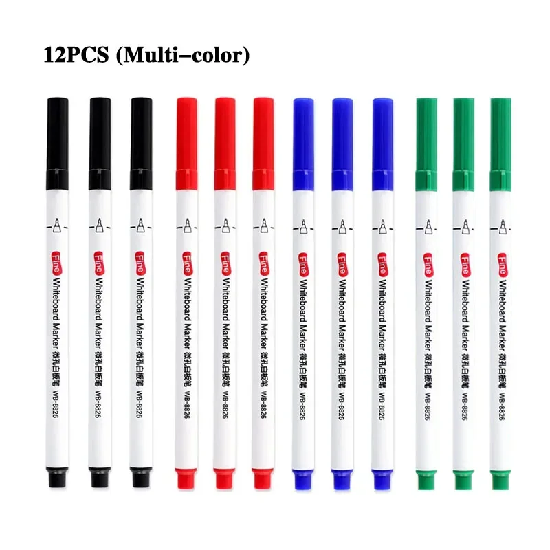 4/12 stuks 0,5 mm droog uitwisbare markers whiteboard markeerstift kantoor school wit bord briefpapier extra fijne punt veelkleurige makers pen