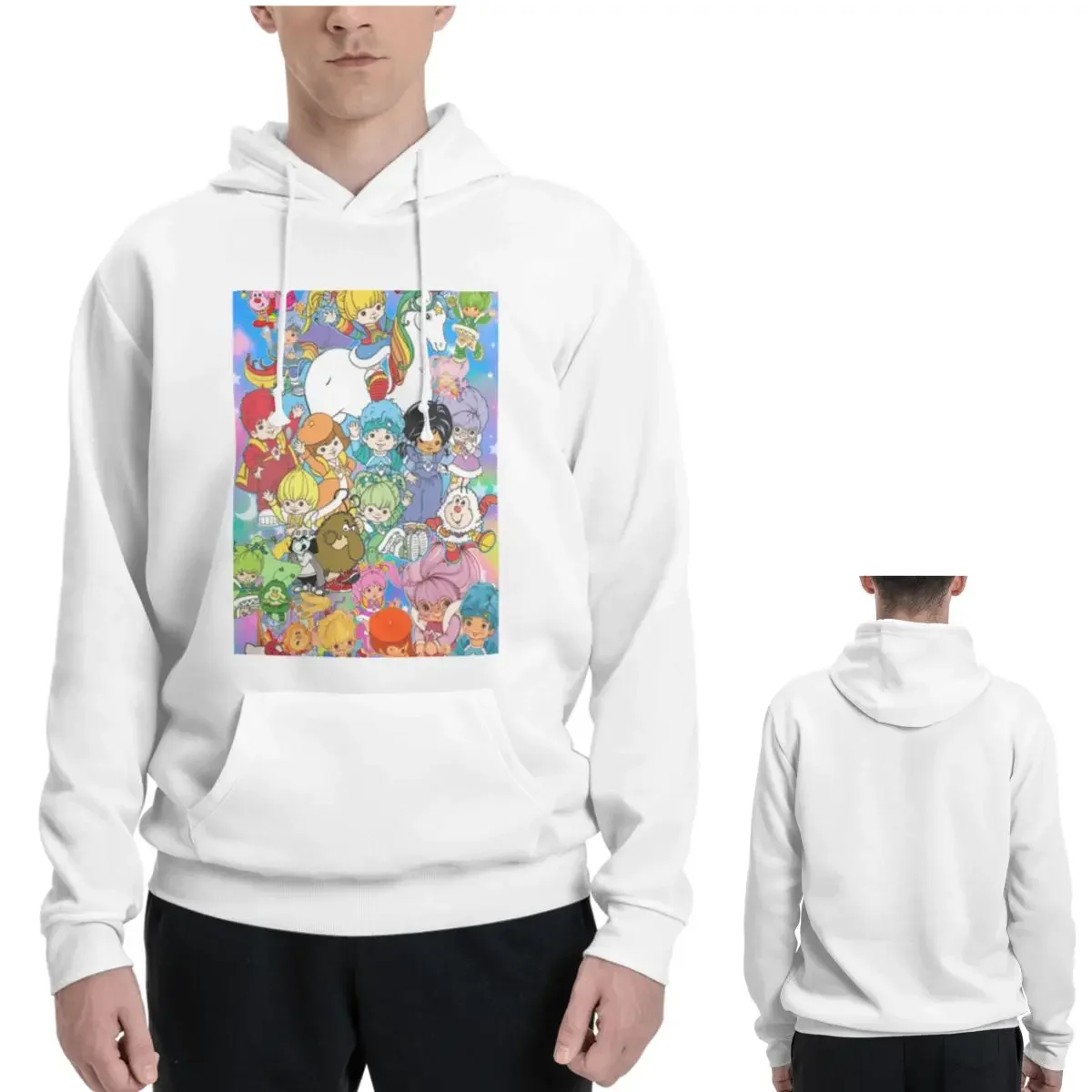 

Милые толстовки с капюшоном Rainbow Brite из мультфильма, мужские и женские повседневные пуловеры, модная одежда с длинными рукавами, осень-зима