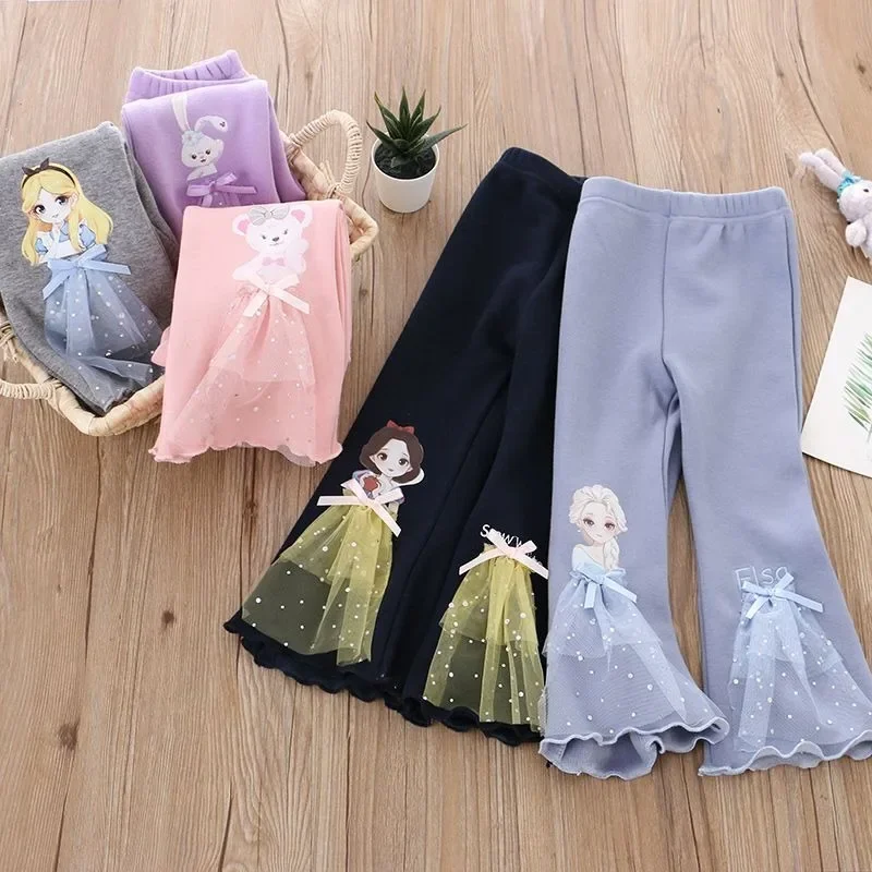 Disney Frozen Elsa Snow White Shellie may StellaLou Alice girls cute cartoon pattern fashion versatile soft comfortable pants