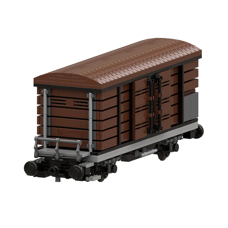 MOC Brown Wagon Tanker Boxcar Railway Freight Train Building Block Kit Cargo Carriage Vehicle Car Brick Model Toy Kids Gift