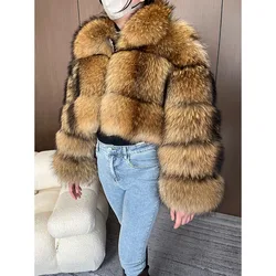 2026 Super Hot maomaokong Winter Women Luxury Thick Natural Real Raccoon Fur Coat Jacket Plus Size With collar Female Vest