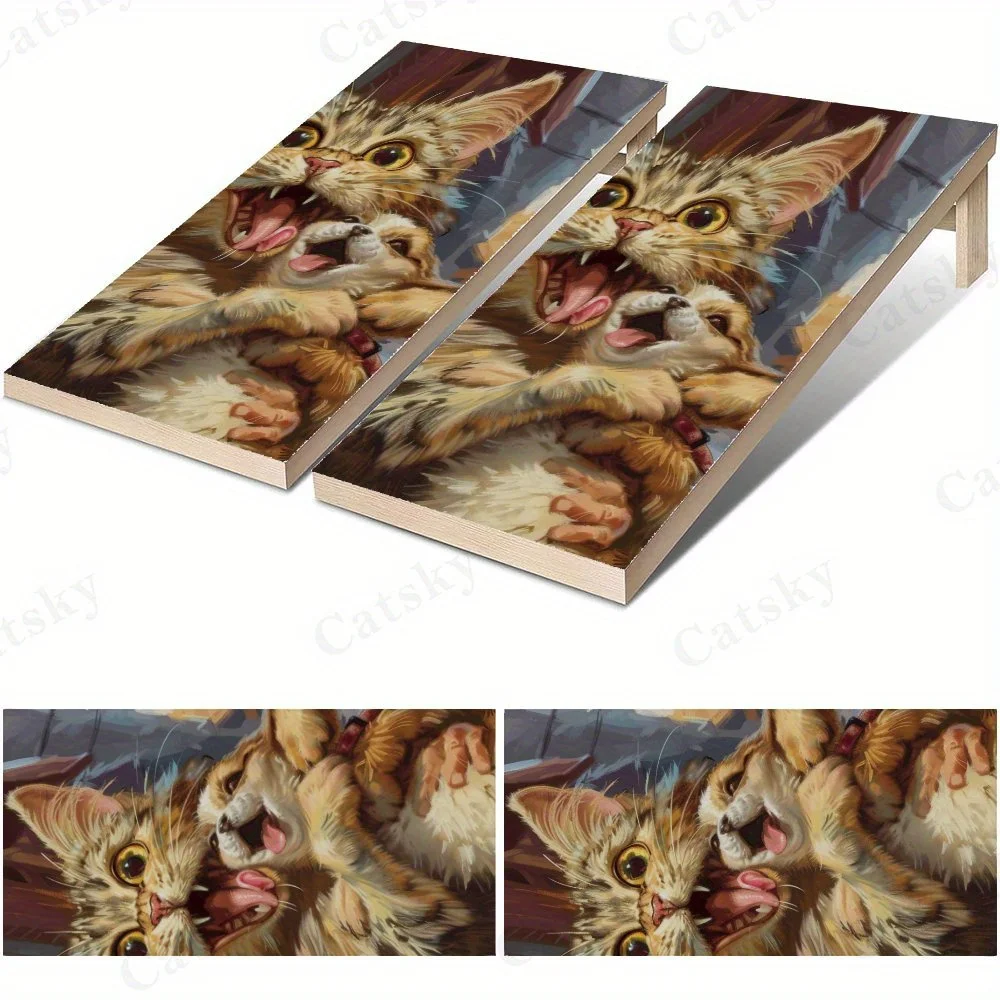 عناق القطط والكلاب، فن الحيوانات الأليفة غريب الأطوار، مشهد الشارع، قيمة عالية! ملصقات رمل من الفينيل المسطح ثنائية الأبعاد - خالية من الفقاعات، سهلة الاستخدام، وات #1