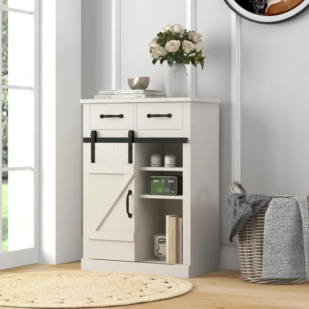 

Storage Cabinet with 2 Drawers, Living Room Freestanding Kitchen Pantry, Floor Accent Cabinet with Adjustable Shelves,